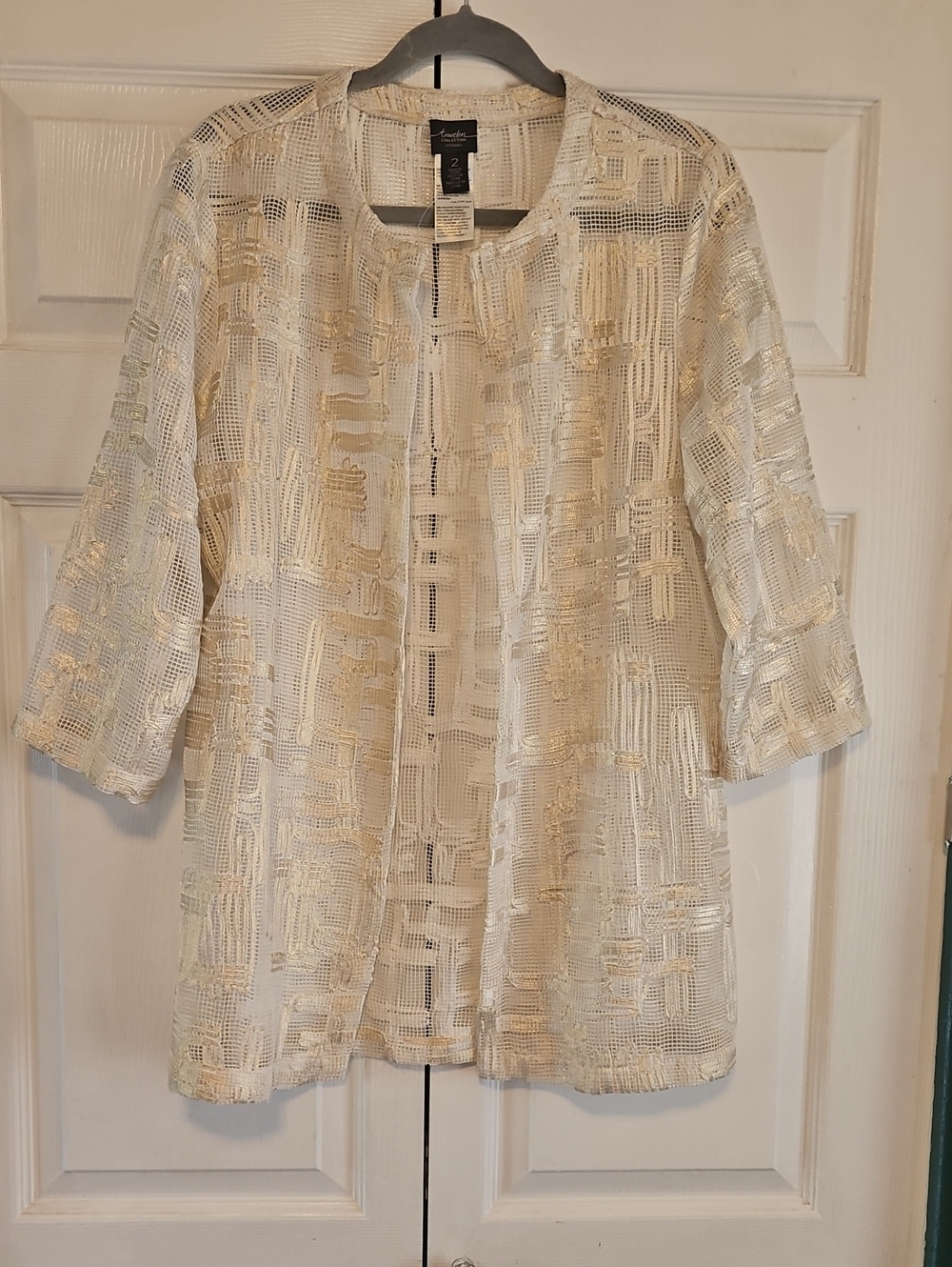 Chico's Cream Open Knit Layering Cardigan